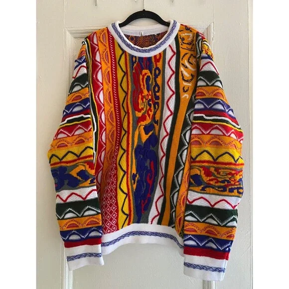 Notorious Coogi Style Sweater 90s Hip Hop Fashion BIG Costume Biggie Smalls 3D - Picture 5 of 13